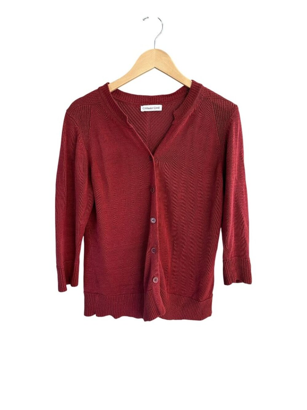 Vintage Coldwater Creek Womens Red Knit Cardigan Button Front 3/4 Sleeve M